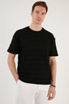 Pamuk Karışımlı Bisiklet Yaka Regular Fit Erkek T Shirt CF24S218001 SİYAH