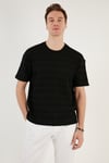 Pamuk Karışımlı Bisiklet Yaka Regular Fit Erkek T Shirt CF24S218001 SİYAH