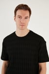 Pamuk Karışımlı Bisiklet Yaka Regular Fit Erkek T Shirt CF24S218001 SİYAH
