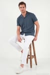 Pamuk Karışımlı Çizgi Dokulu Regular Fit Kısa Kollu Erkek Gömlek 5904037 İNDİGO