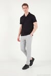 Pamuk Karışımlı Çizgi Dokulu Regular Fit Kısa Kollu Erkek Gömlek 5904037 SİYAH