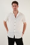 Pamuk Karışımlı Kısa Kollu Regular Fit Erkek Gömlek CF23S113139 BEYAZ