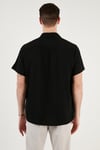 Pamuk Karışımlı Kısa Kollu Regular Fit Erkek Gömlek CF23S113139 SİYAH