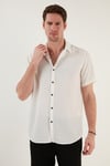 Pamuk Karışımlı Kısa Kollu Regular Fit Erkek Gömlek CF23S113139 BEYAZ