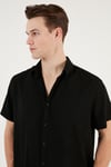 Pamuk Karışımlı Kısa Kollu Regular Fit Erkek Gömlek CF23S113139 SİYAH