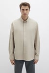 Pamuk Karışımlı Loose Fit Uzun Kollu Erkek Gömlek 0211751-70154 BEJ