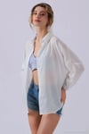 Pamuk Karışımlı Oversize Fit Uzun Kollu 2'li Paket Kadın Gömlek 6781001S2 BEYAZ-YEŞİL