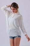 Pamuk Karışımlı Oversize Fit Uzun Kollu 2'li Paket Kadın Gömlek 6781001S2 BEYAZ-YEŞİL