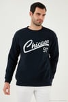Pamuk Karışımlı Regular Fit Bisiklet Yaka Erkek Sweat 5905468S İNDİGO