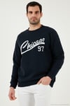 Pamuk Karışımlı Regular Fit Bisiklet Yaka Erkek Sweat 5905468S İNDİGO