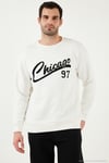 Pamuk Karışımlı Regular Fit Bisiklet Yaka Erkek Sweat 5905468S EKRU
