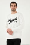 Pamuk Karışımlı Regular Fit Bisiklet Yaka Erkek Sweat 5905468S EKRU