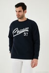 Pamuk Karışımlı Regular Fit Bisiklet Yaka Erkek Sweat 5905468S İNDİGO