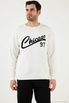 Pamuk Karışımlı Regular Fit Bisiklet Yaka Erkek Sweat 5905468S EKRU