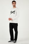 Pamuk Karışımlı Regular Fit Bisiklet Yaka Erkek Sweat 5905468S EKRU