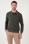 Pamuk Karışımlı Regular Fit Erkek Polo Yaka Kazak 456223 HAKİ