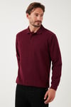Pamuk Karışımlı Regular Fit Erkek Polo Yaka Kazak 456223 MÜRDÜM