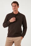 Pamuk Karışımlı Regular Fit Erkek Polo Yaka Kazak 456223 KAHVE