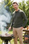 Pamuk Karışımlı Regular Fit Erkek Polo Yaka Kazak 456223 HAKİ