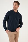 Pamuk Karışımlı Regular Fit Erkek Polo Yaka Kazak 456223 LACİVERT