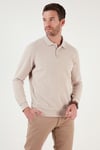 Pamuk Karışımlı Regular Fit Erkek Polo Yaka Kazak 456223 BEJ