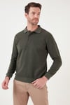 Pamuk Karışımlı Regular Fit Erkek Polo Yaka Kazak 456223 HAKİ