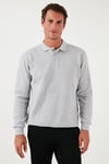Pamuk Karışımlı Regular Fit Erkek Polo Yaka Kazak 456223 AÇIK GRİ