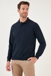 Pamuk Karışımlı Regular Fit Erkek Polo Yaka Kazak 456223 LACİVERT