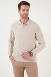 Pamuk Karışımlı Regular Fit Erkek Polo Yaka Kazak 456223 BEJ