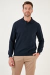 Pamuk Karışımlı Regular Fit Erkek Polo Yaka Kazak 456223 LACİVERT