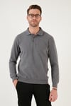 Pamuk Karışımlı Regular Fit Erkek Polo Yaka Kazak 456223 KOYU GRİ