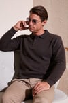 Pamuk Karışımlı Regular Fit Erkek Polo Yaka Kazak 456223 KAHVE