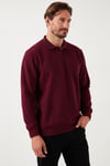 Pamuk Karışımlı Regular Fit Erkek Polo Yaka Kazak 456223 MÜRDÜM