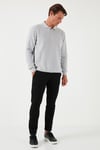 Pamuk Karışımlı Regular Fit Erkek Polo Yaka Kazak 456223 AÇIK GRİ