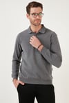 Pamuk Karışımlı Regular Fit Erkek Polo Yaka Kazak 456223 KOYU GRİ