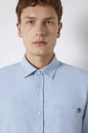 Pamuk Karışımlı Regular Fit Klasik Yaka Göğüs Cepli Erkek Gömlek 0211852-91407 AÇIK MAVİ