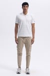Pamuk Karışımlı Regular Fit Yarım Fermuarlı Erkek Polo Yaka T Shirt EM493-OF BEYAZ