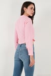 Pamuk Karışımlı Slim Fit Uzun Kollu Crop Kadın Gömlek 6777336 Şeker Pembe