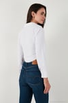 Pamuk Karışımlı Slim Fit Uzun Kollu Crop Kadın Gömlek 6777336 BEYAZ