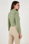 Pamuk Karışımlı Slim Fit Uzun Kollu Crop Kadın Gömlek 6777336 HAKİ