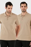 Pamuk Regular Fit Düğmeli 2'li Paket Erkek Polo Yaka T Shirt 5902127S2 VİZON-VİZON