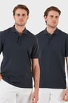 Pamuk Regular Fit Düğmeli 2'li Paket Erkek Polo Yaka T Shirt 5902127S2 Antrasit-Antrasit