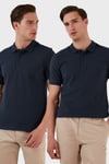 Pamuk Regular Fit Düğmeli 2'li Paket Erkek Polo Yaka T Shirt 5902127S2 İndigo-İndigo