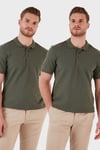 Pamuk Regular Fit Düğmeli 2'li Paket Erkek Polo Yaka T Shirt 5902127S2 Haki-Haki