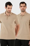 Pamuk Regular Fit Düğmeli 2'li Paket Erkek Polo Yaka T Shirt 5902127S2 VİZON-VİZON