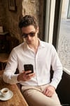 Pamuk ve Keten Karışımlı Regular Fit Klasik Yaka Uzun Kollu Erkek Gömlek CF26S1210134 BEYAZ