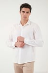Pamuk ve Keten Karışımlı Regular Fit Klasik Yaka Uzun Kollu Erkek Gömlek CF26S1210134 BEYAZ