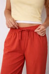Pamuk ve Keten Karışımlı Yüksek Bel Kadın Pantolon 26Y0608K1 KİREMİT