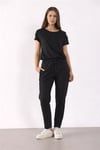 Pamuk ve Modal Karışımlı Omuz Detaylı Kadın T Shirt 26Y0195K1 SİYAH