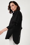 Pamuklu Arkası Düğmeli Boyfriend Kadın Gömlek 66939522S4 SİYAH